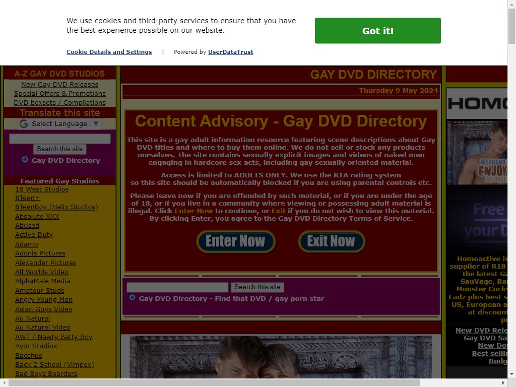 UK Gay DVDs | UK Gay DVD Directory | UK R18 Gay DVDs | Cheap Gay DVDs | Simply-Adult.com | Homoactive | Radvideo
